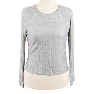 FABLETICS GRAY HIGH-LOW LONG SLEEVE TOP, SIZE M